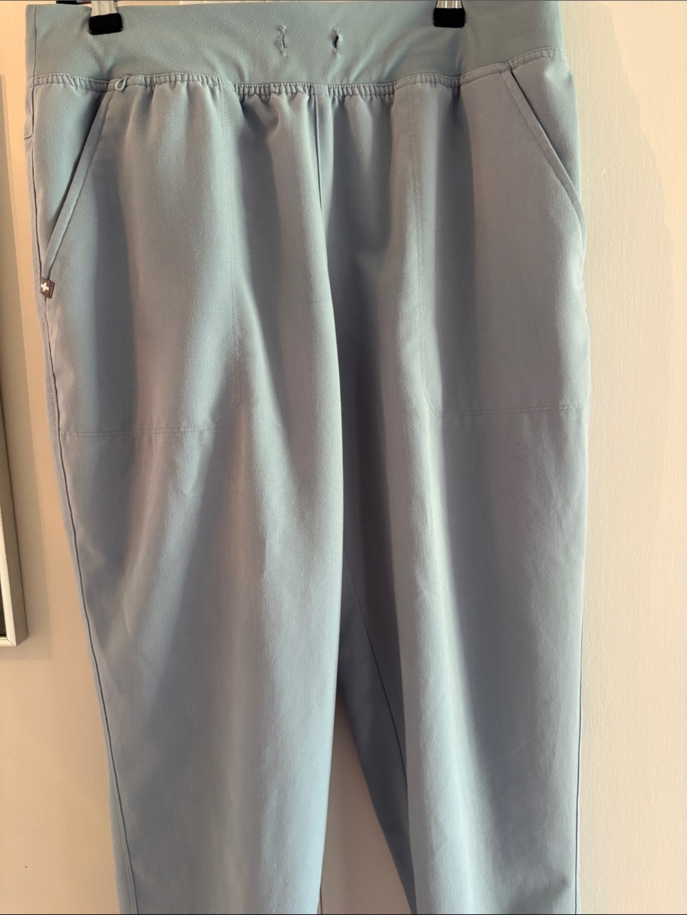 Figs Light Blue Scrub Pants with Elastic Waist